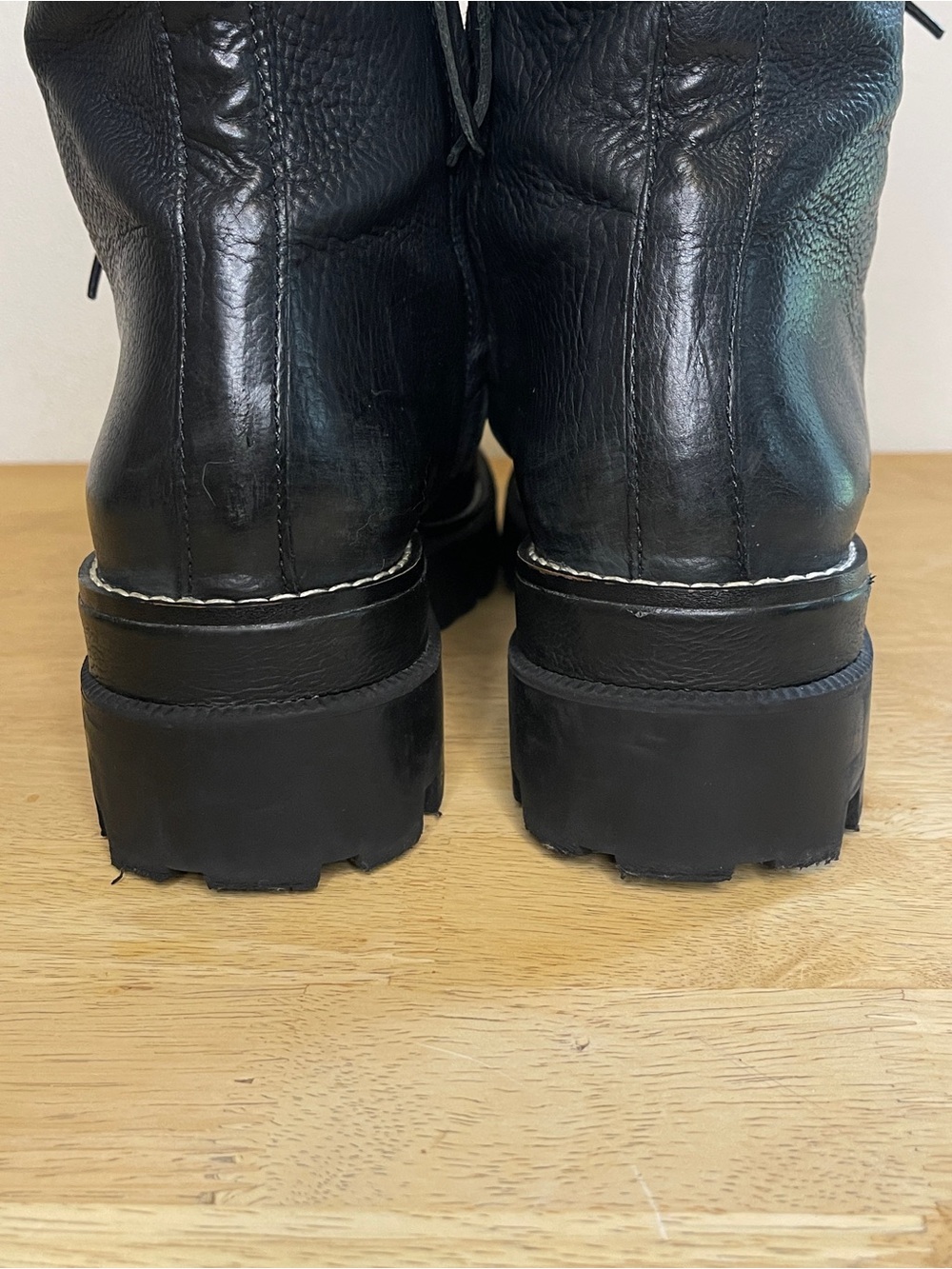 Sam Edelman Garrett Black Leather Lug Sole Lace-Up Combat Boots Size 9 - Picture 7 of 14
